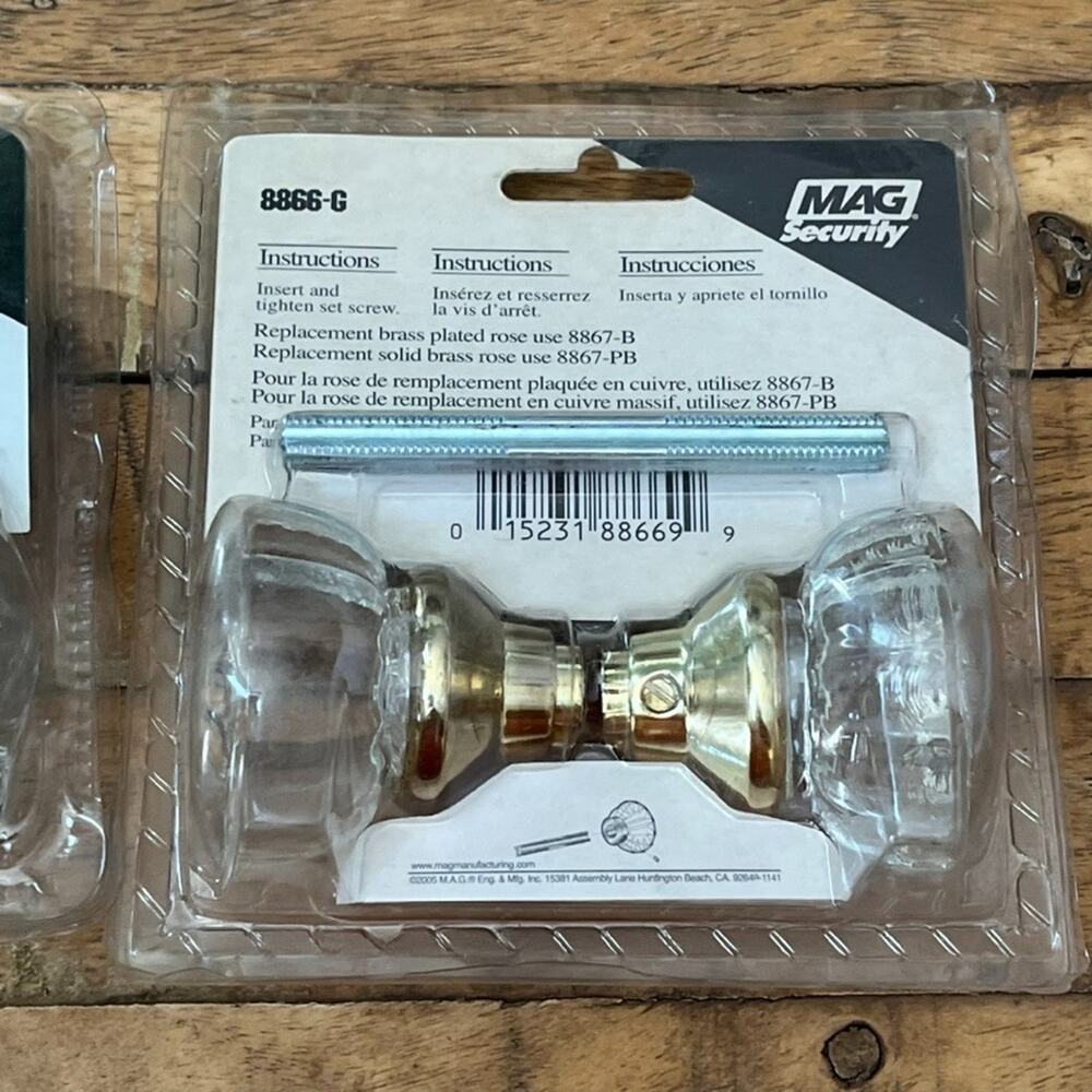 Mag Security Fluted Glass Replacement Door Knob 2 Sets NEW - Picture 7 of 10